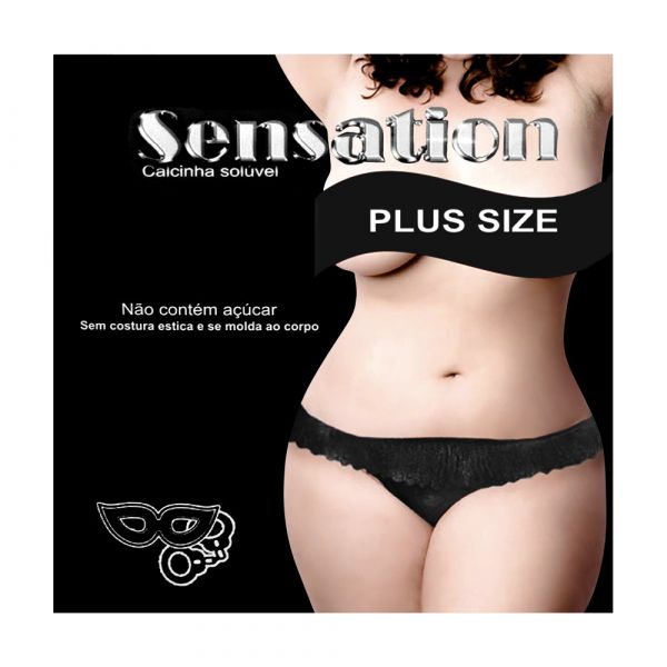 CALCINHA SOLÚVEL PLUS SIZE PRETA PETITCHERRY